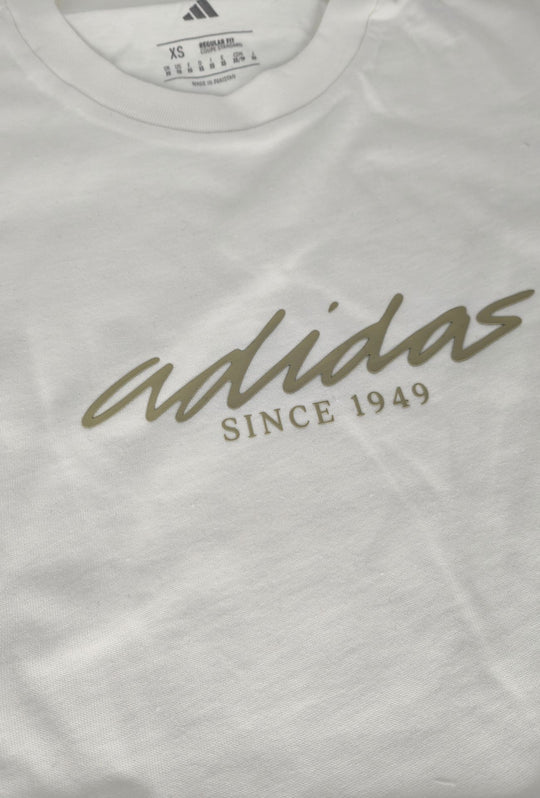 T-Shirt ADIDAS girocollo scritta centrale stampata colore beige Regular Fit- BIANCO