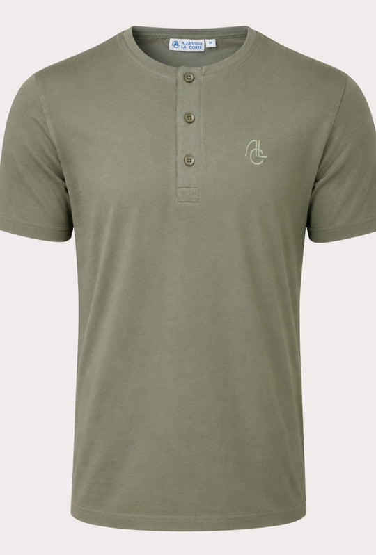 T-shirt Uomo Collo Serafino Aleandro La Corte -VERDE OLIVA