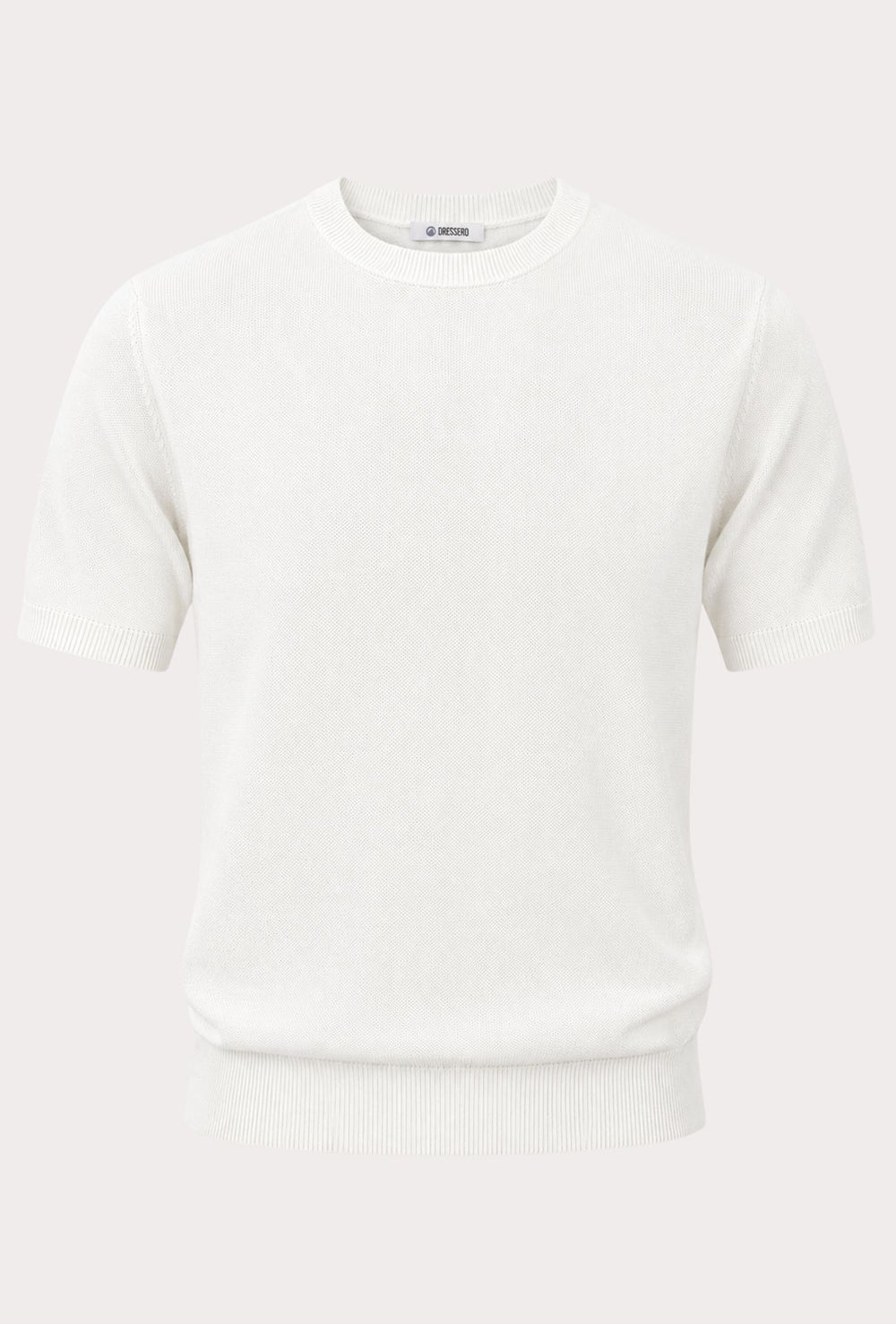 T- Shirt uomo Girocollo in maglia 100% Cotone trama lavorata DRESSERD- BIANCO