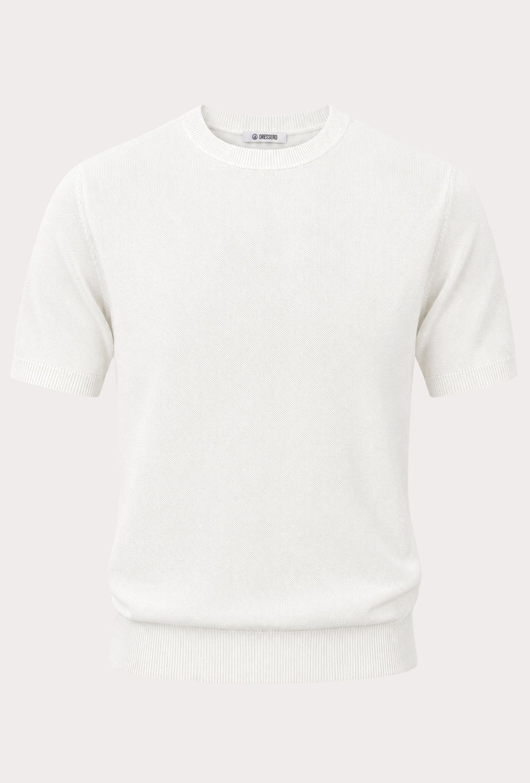 T- Shirt uomo Girocollo in maglia 100% Cotone trama lavorata DRESSERD- BIANCO
