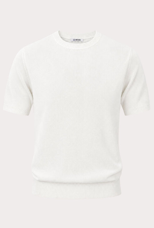 T- Shirt uomo Girocollo in maglia 100% Cotone trama lavorata DRESSERD- BIANCO