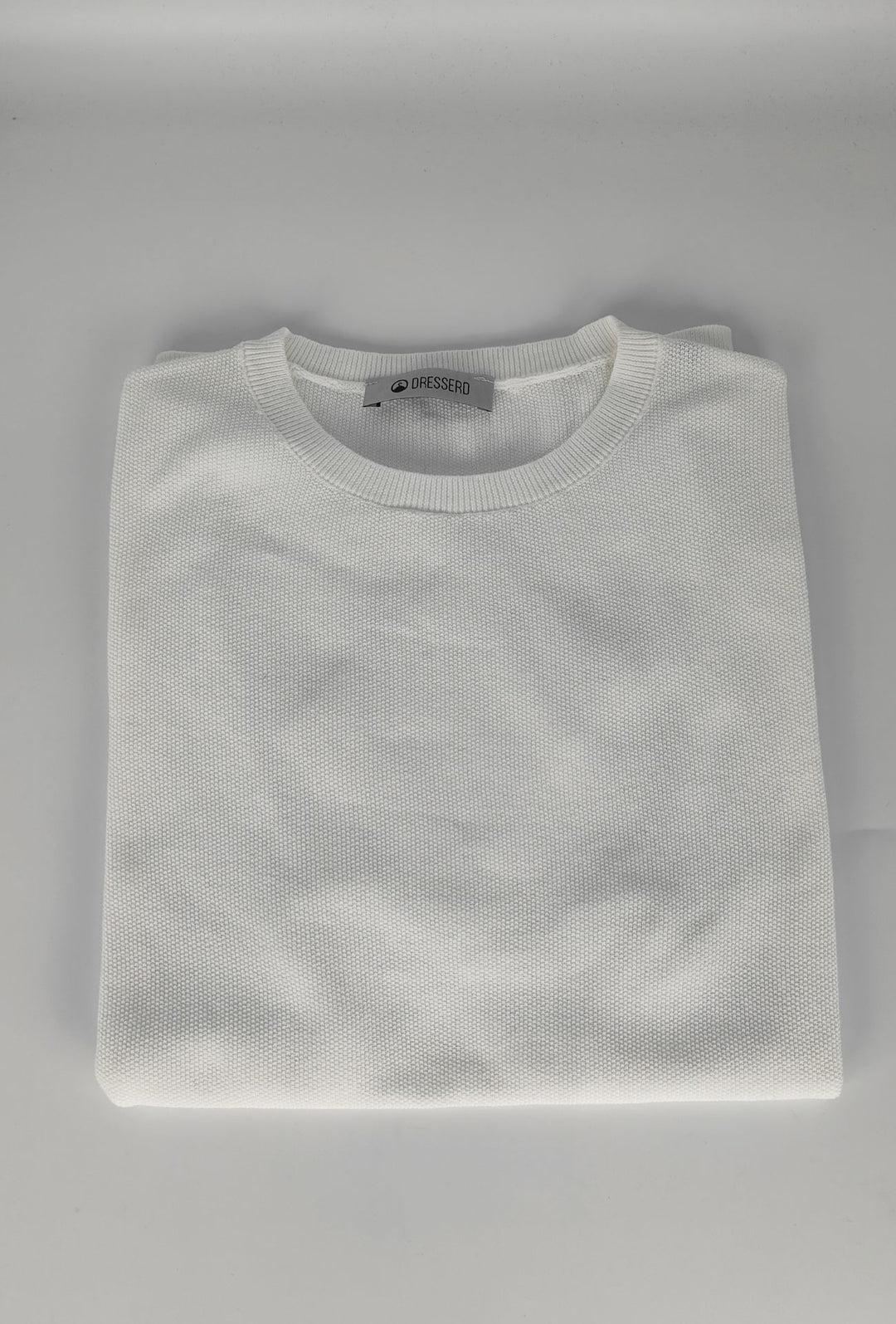 T- Shirt uomo Girocollo in maglia 100% Cotone trama lavorata DRESSERD- BIANCO