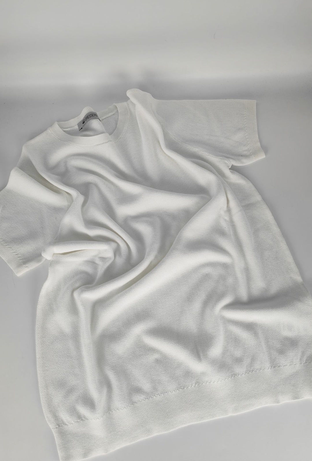 T- Shirt uomo Girocollo in maglia 100% Cotone trama lavorata DRESSERD- BIANCO