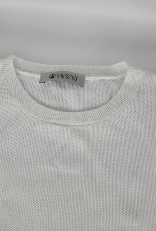 T- Shirt uomo Girocollo in maglia 100% Cotone trama lavorata DRESSERD- BIANCO