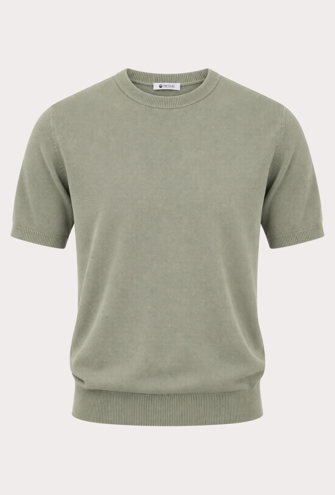 T- Shirt uomo Girocollo in maglia 100% Cotone trama lavorata DRESSERD- VERDE SALVIA