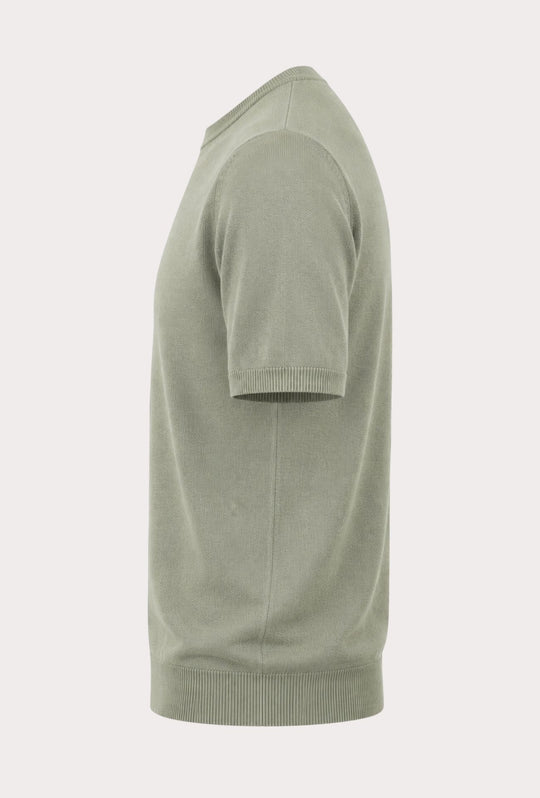 T- Shirt uomo Girocollo in maglia 100% Cotone trama lavorata DRESSERD- VERDE SALVIA