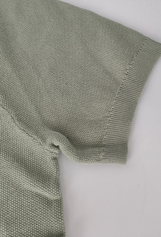T- Shirt uomo Girocollo in maglia 100% Cotone trama lavorata DRESSERD- VERDE SALVIA