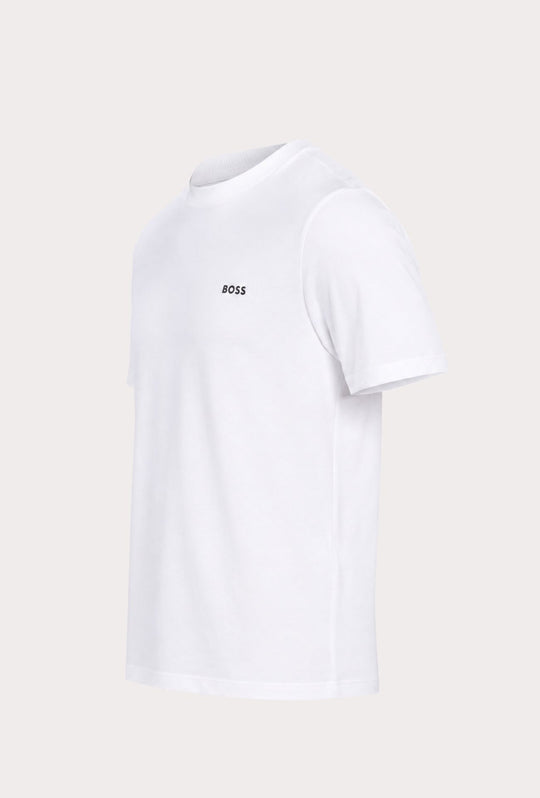 T-Shirt Uomo Regular Fit in Cotone Stretch HUGO BOSS Logo Gommato lato cuore-BIANCO