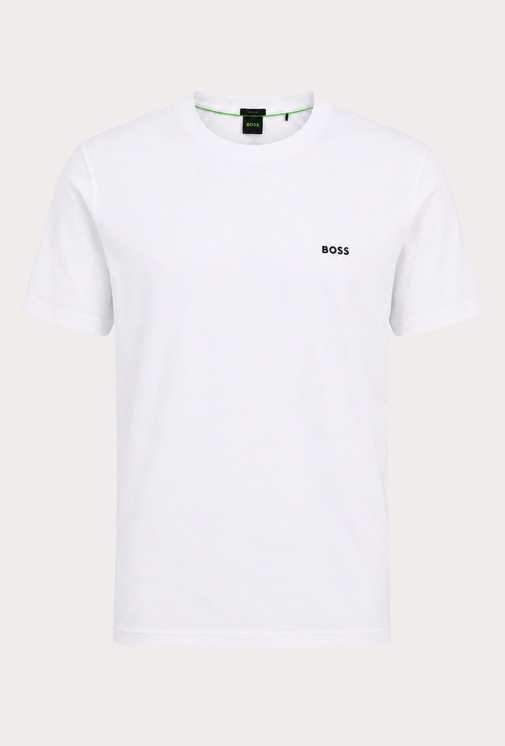 T-Shirt Uomo Regular Fit in Cotone Stretch HUGO BOSS Logo Gommato lato cuore-BIANCO