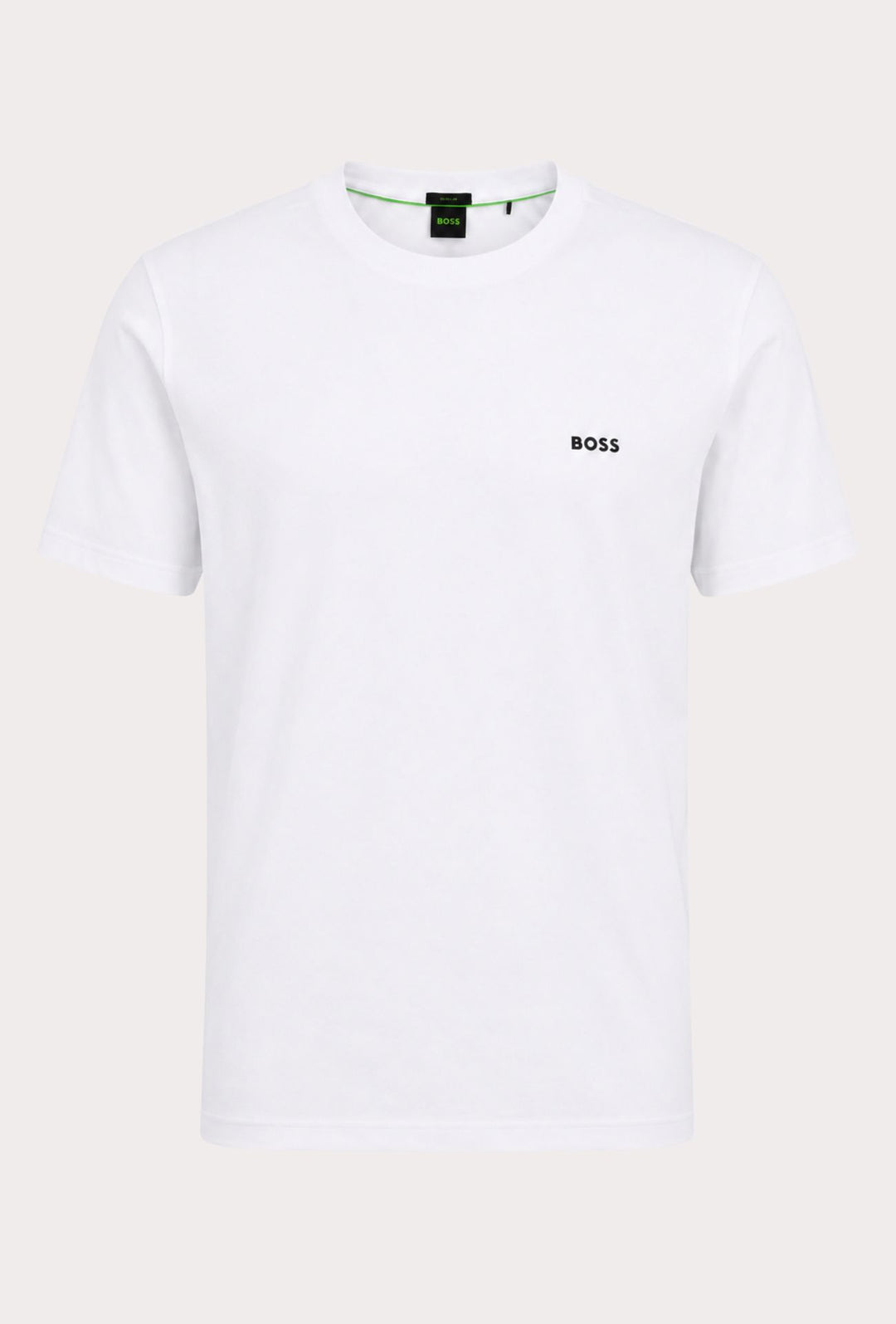 T-Shirt Uomo Regular Fit in Cotone Stretch HUGO BOSS Logo Gommato lato cuore-BIANCO