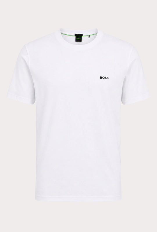 T-Shirt Uomo Regular Fit in Cotone Stretch HUGO BOSS Logo Gommato lato cuore-BIANCO