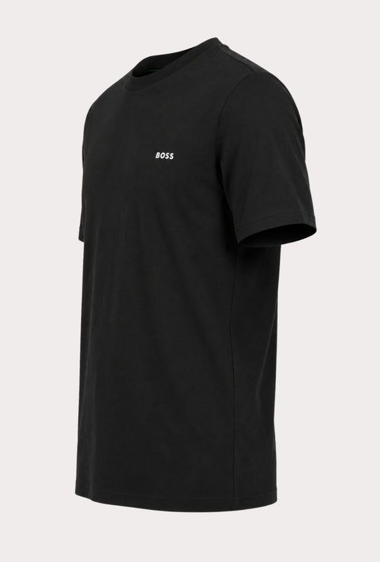 T-Shirt Uomo  Regular Fit in Cotone Stretch HUGO BOSS Logo Gommato lato cuore- NERO
