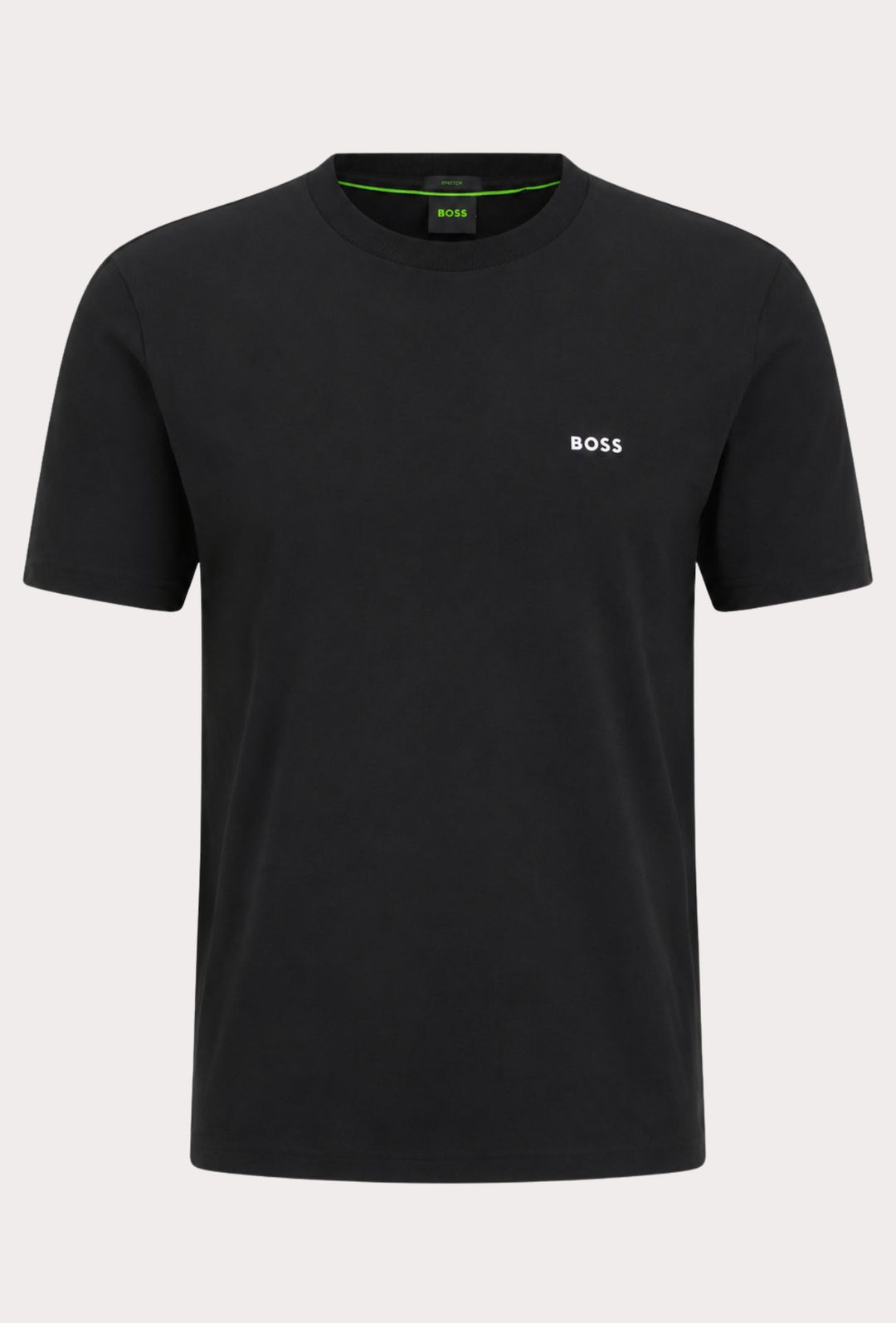 T-Shirt Uomo  Regular Fit in Cotone Stretch HUGO BOSS Logo Gommato lato cuore- NERO