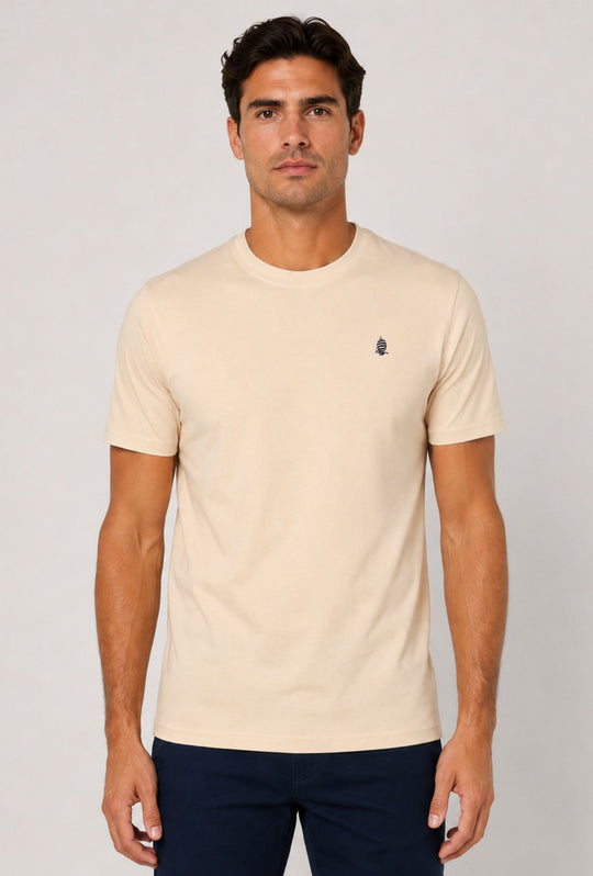 T- Shirt Uomo MARINA YACHTING 100% cotone logo piccolo ricamato lato cuore- BEIGE