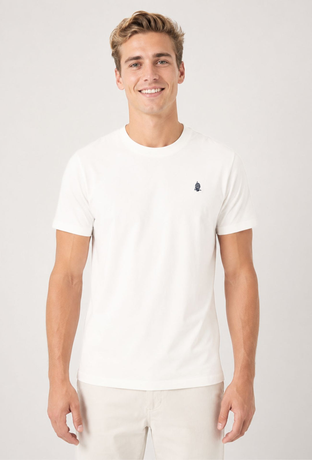 T- Shirt Uomo MARINA YACHTING 100% cotone logo piccolo ricamato lato cuore- BIANCO