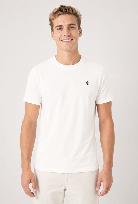 T- Shirt Uomo MARINA YACHTING 100% cotone logo piccolo ricamato lato cuore- BIANCO