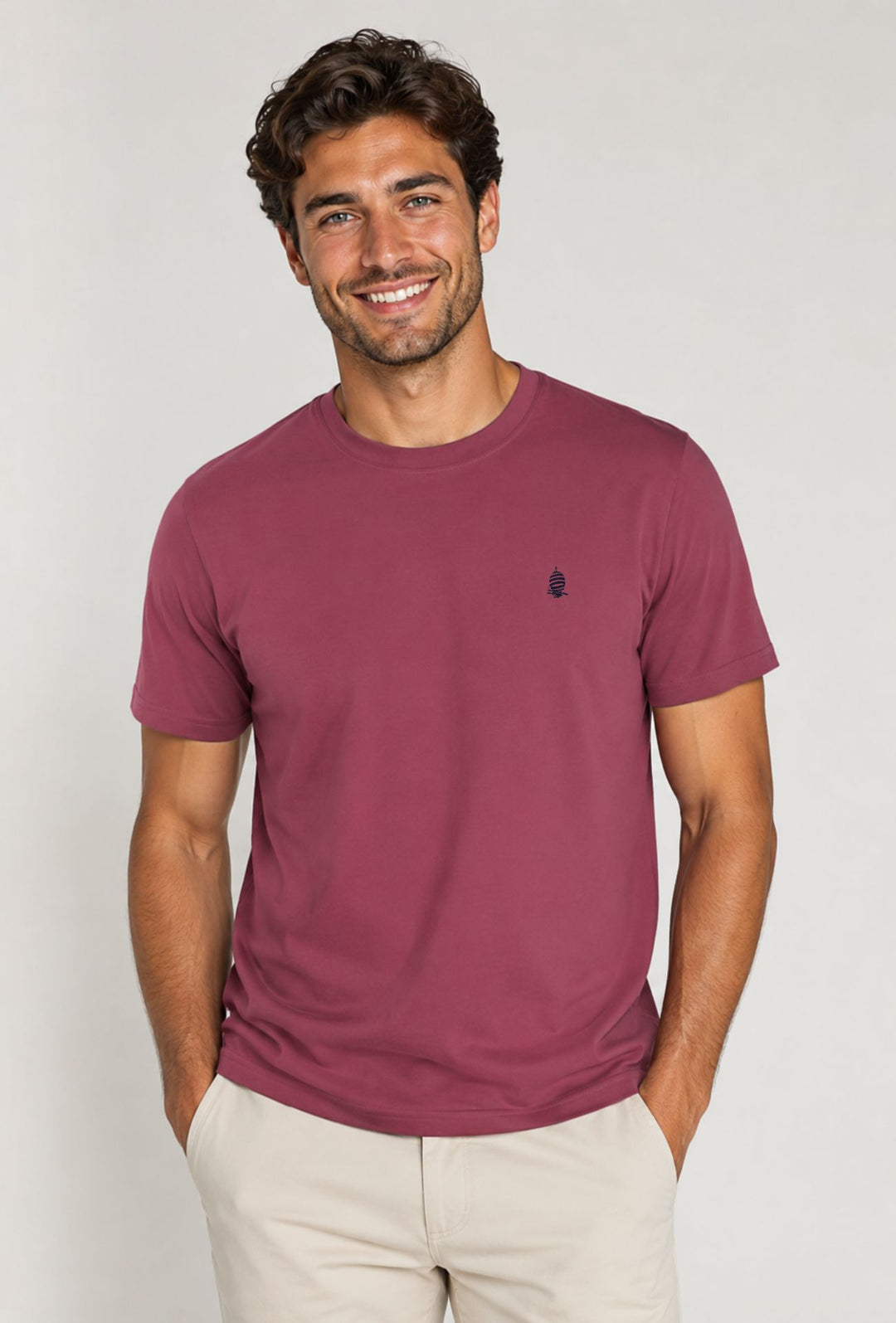 T- Shirt Uomo MARINA YACHTING 100% cotone logo piccolo ricamato lato cuore- BORDEAUX