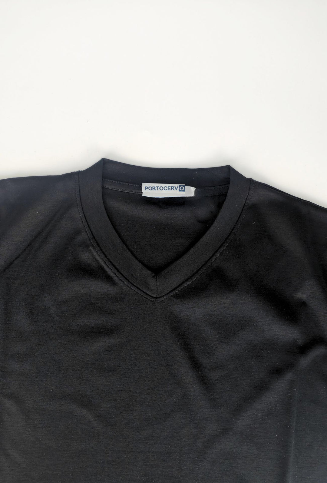 T- Shirt Uomo Tessuto Di Scozia scollo a V -  NERO