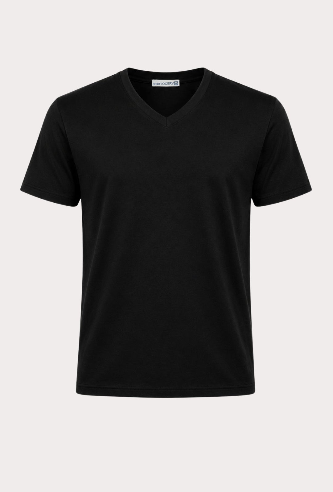 T- Shirt Uomo Tessuto Di Scozia scollo a V -  NERO