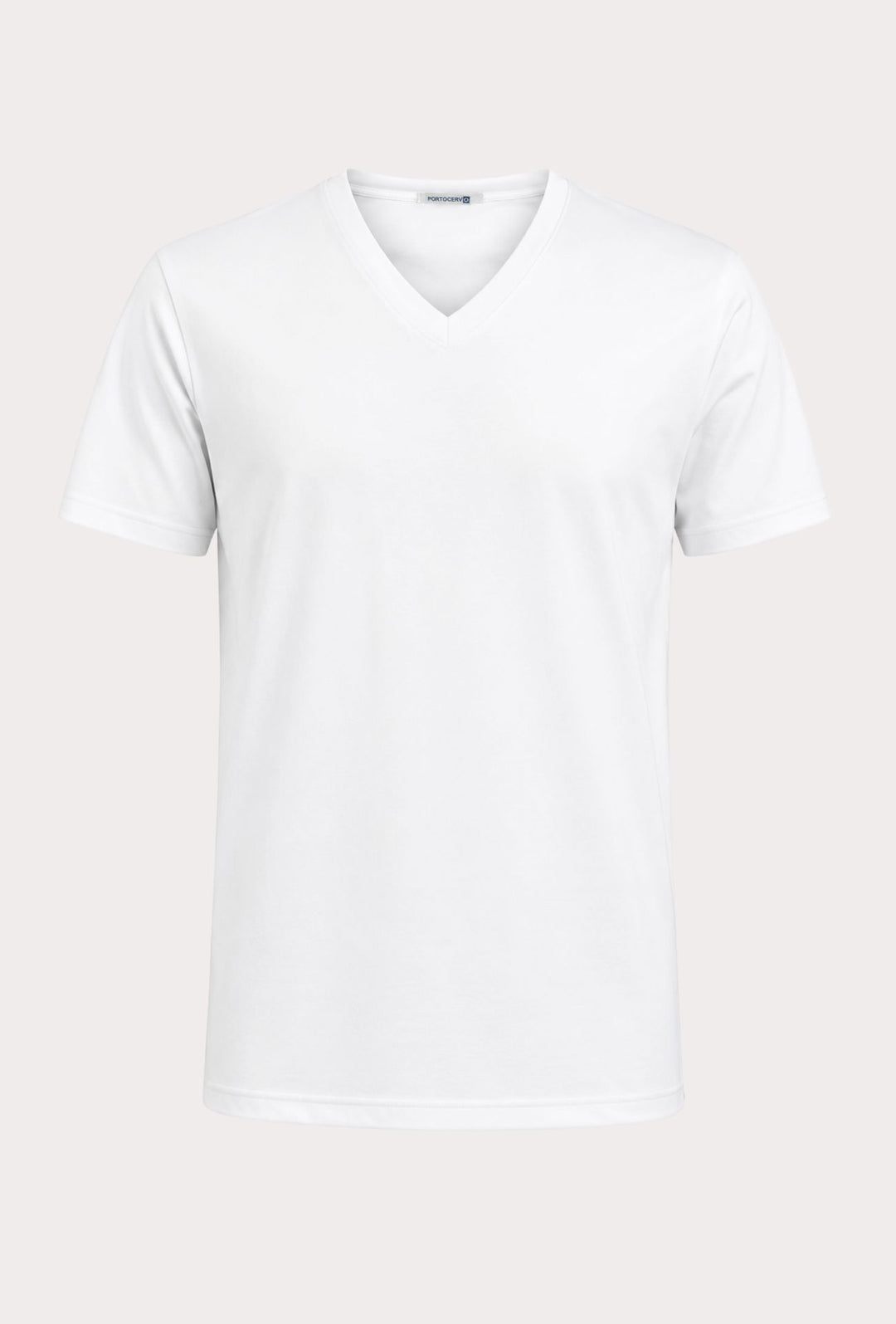 T- Shirt Uomo Tessuto Di Scozia scollo a V -  BIANCO