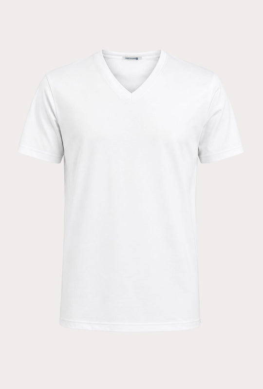 T- Shirt Uomo Tessuto Di Scozia scollo a V -  BIANCO