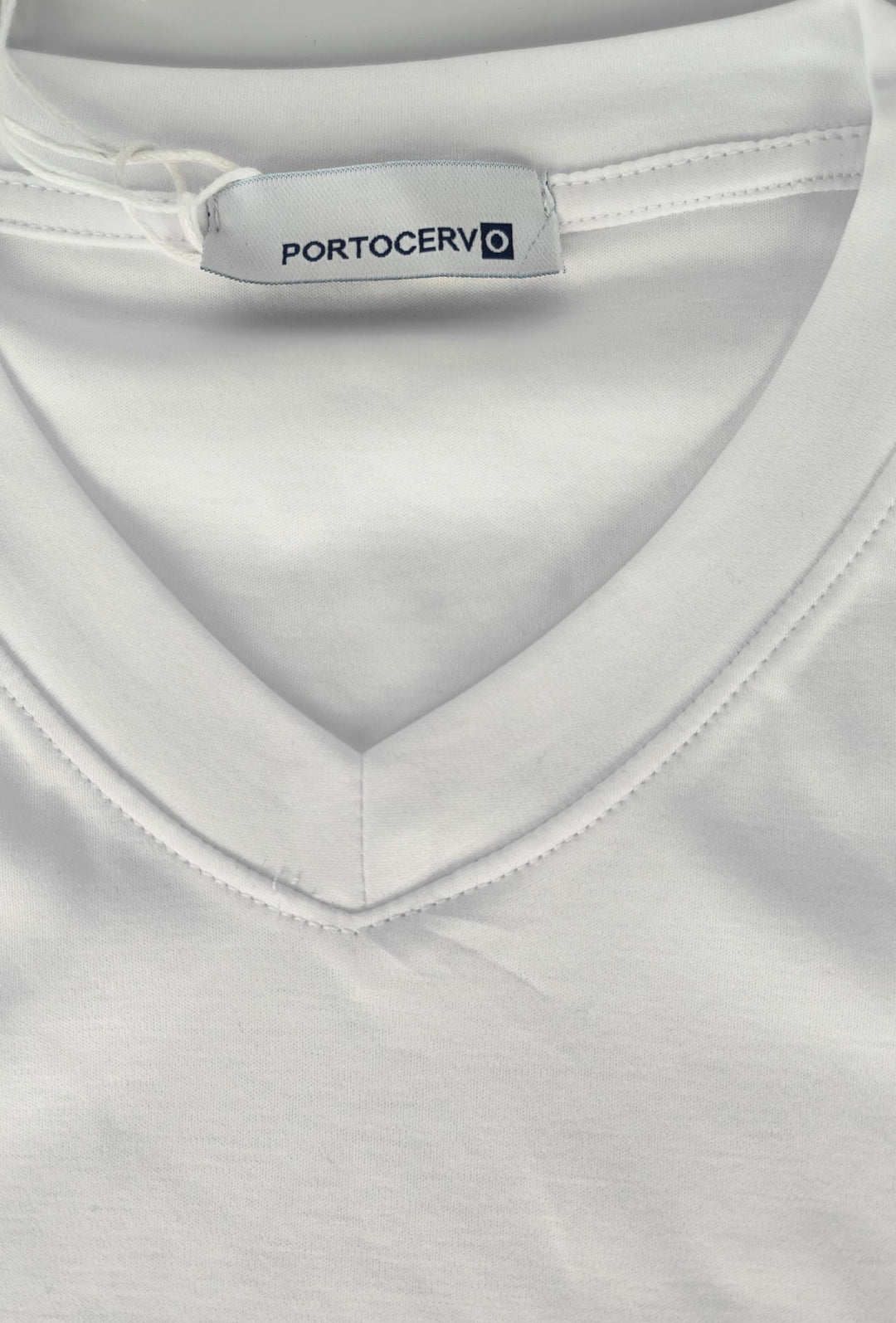 T- Shirt Uomo Tessuto Di Scozia scollo a V -  BIANCO