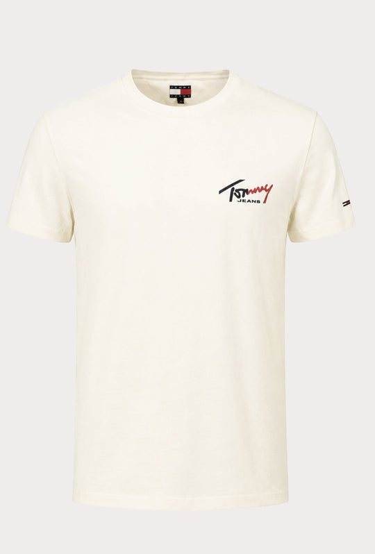 T-Shirt Uomo TOMMY JEANS Regular Fit Logo Stampato Lato Cuore- ECRU