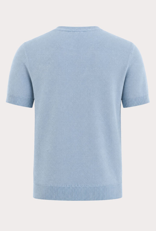 T- Shirt uomo Girocollo in maglia 100% Cotone trama lavorata DRESSERD- AZZURRO POLVERE