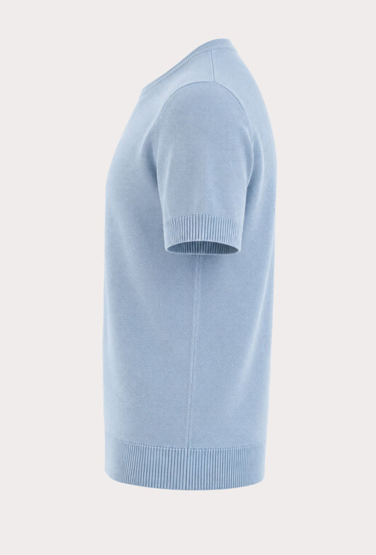 T- Shirt uomo Girocollo in maglia 100% Cotone trama lavorata DRESSERD- AZZURRO POLVERE