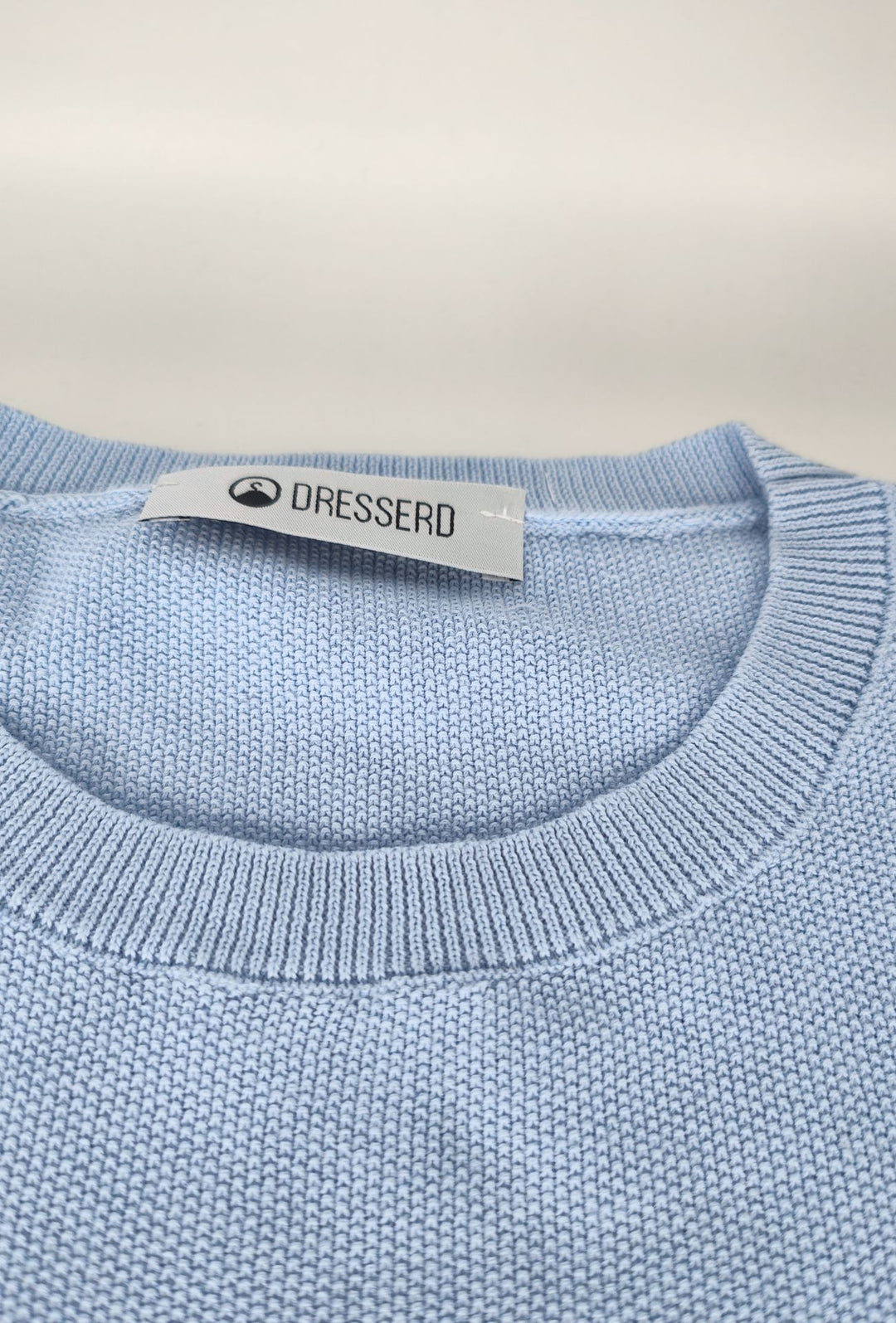 T- Shirt uomo Girocollo in maglia 100% Cotone trama lavorata DRESSERD- AZZURRO POLVERE