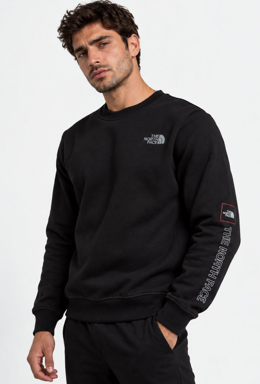 Tuta Uomo Completa THE NORTH FACE Cotone Felpato Senza Cappuccio - NERO