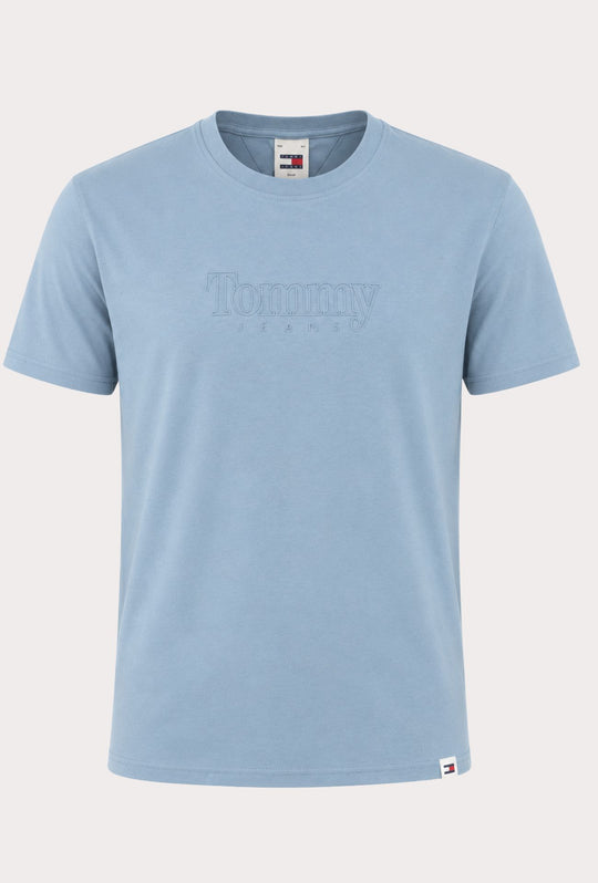 T-Shirt uomo TOMMY JEANS con scritta in rilievo - AZZURRO