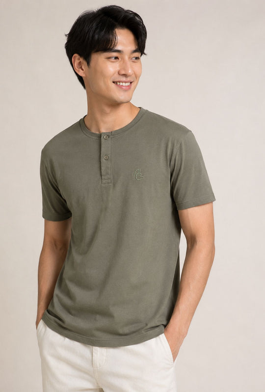 T-shirt Uomo Collo Serafino Aleandro La Corte -VERDE OLIVA