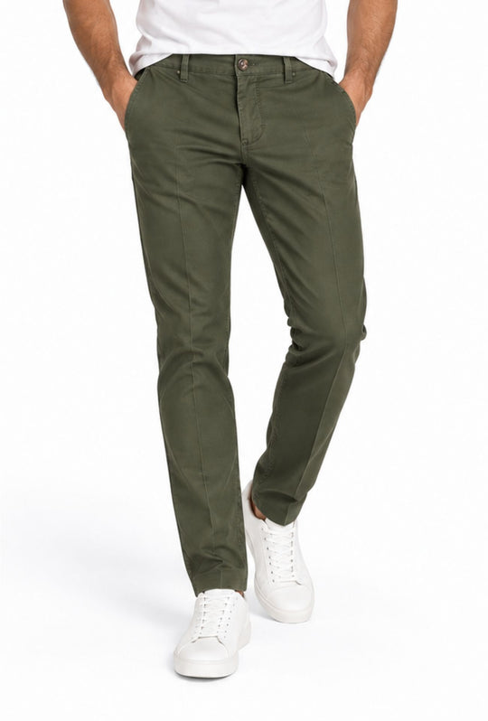 Pantalone Uomo Gamba Stretta Tasca America Invernale Pantaloni Dresserd - VERDE MILITARE