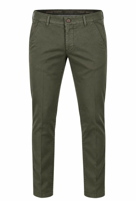 Pantalone Uomo Gamba Stretta Tasca America Invernale Pantaloni Dresserd - VERDE MILITARE