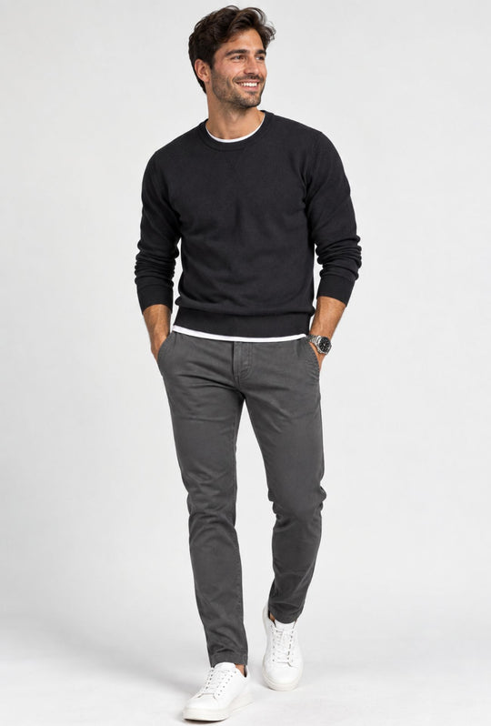 Pantalone Uomo Gamba Stretta Tasca America Invernale Pantaloni Dresserd - GRIGIO ANTRACIDE