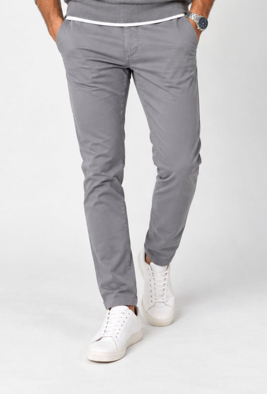 Pantalone Uomo Gamba Stretta Tasca America Invernale Pantaloni Dresserd - GRIGIO MEDIO