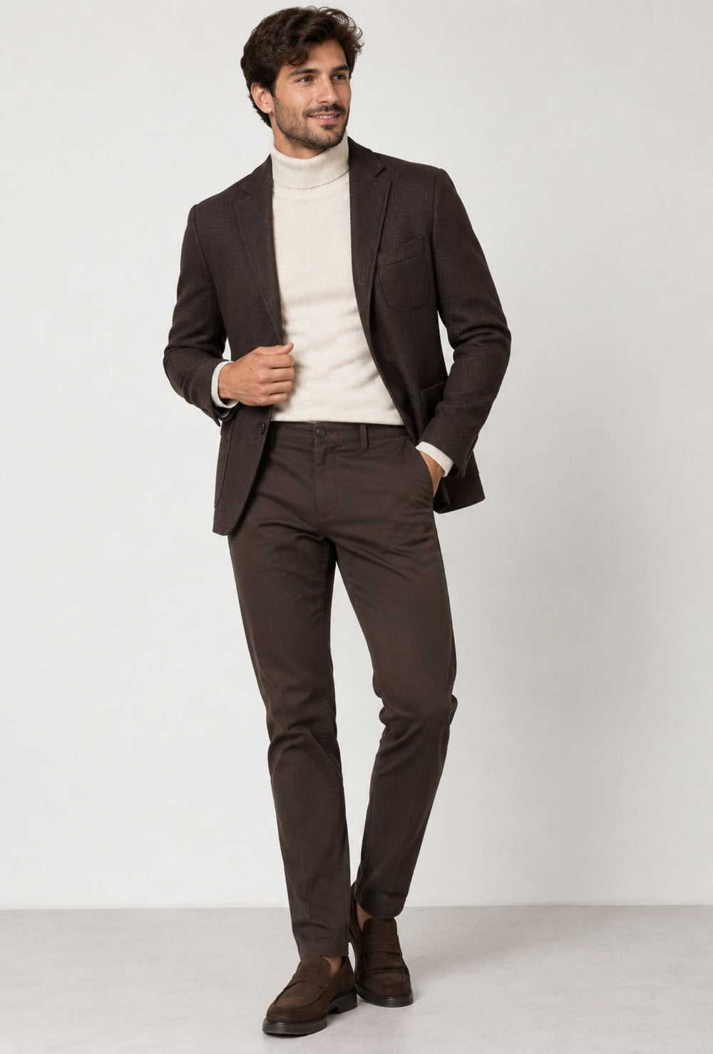 Pantalone Uomo Gamba Stretta Tasca America Invernale Pantaloni Dresserd - MARRONE