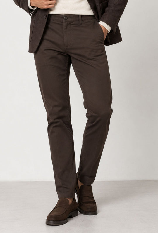 Pantalone Uomo Gamba Stretta Tasca America Invernale Pantaloni Dresserd - MARRONE