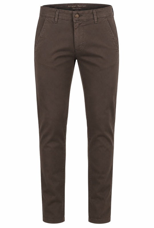 Pantalone Uomo Gamba Stretta Tasca America Invernale Pantaloni Dresserd - MARRONE
