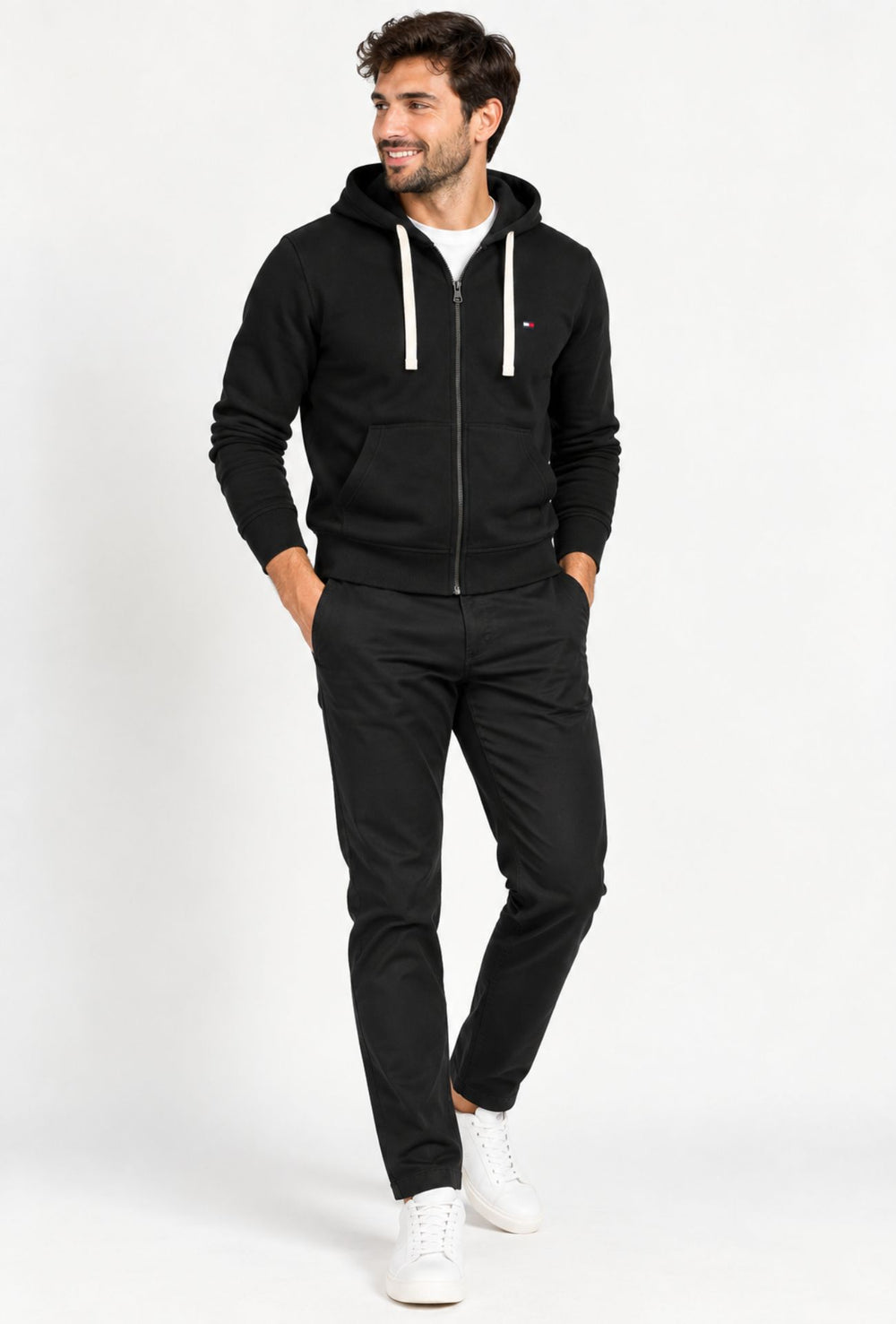 Pantalone Uomo Gamba Stretta Tasca America Invernale Pantaloni Dresserd - NERO