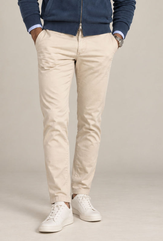 Pantalone Uomo Gamba Stretta Tasca America Invernale Pantaloni Dresserd - PANNA