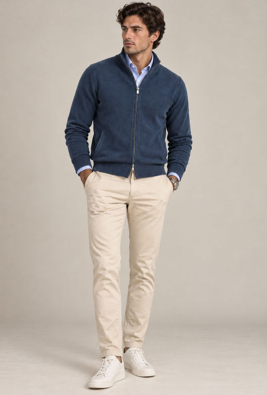 Pantalone Uomo Gamba Stretta Tasca America Invernale Pantaloni Dresserd - PANNA