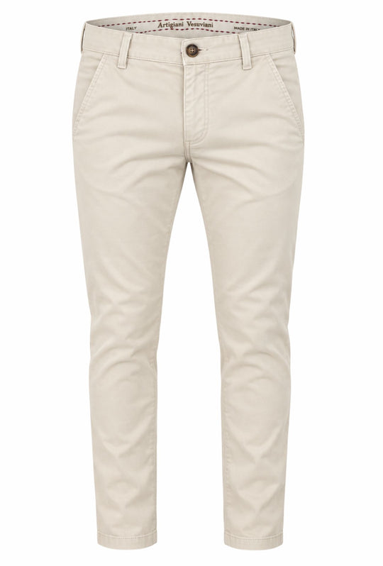 Pantalone Uomo Gamba Stretta Tasca America Invernale Pantaloni Dresserd - PANNA