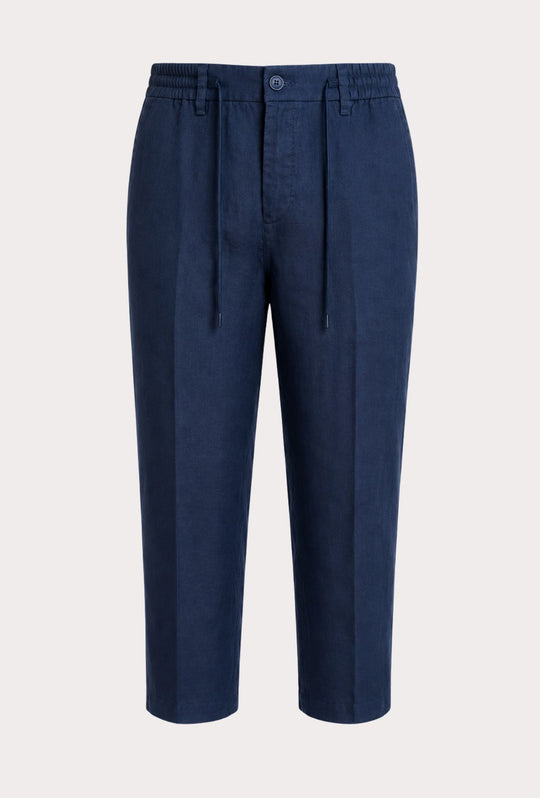 Pantalone 100% Lino Uomo confort fit con elastico - BLU