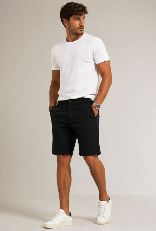 Bermuda Uomo Dresserd Tasca America in Cotone Pantaloncino Casual Fit - NERO