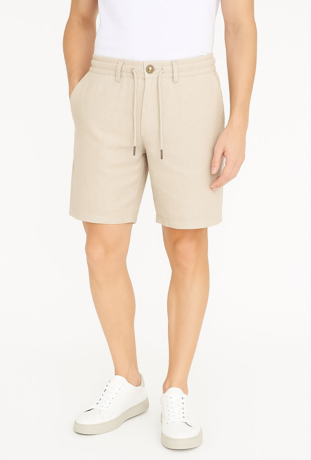 Bermuda Uomo in Lino con Elastico Comfort Elegante - BEIGE