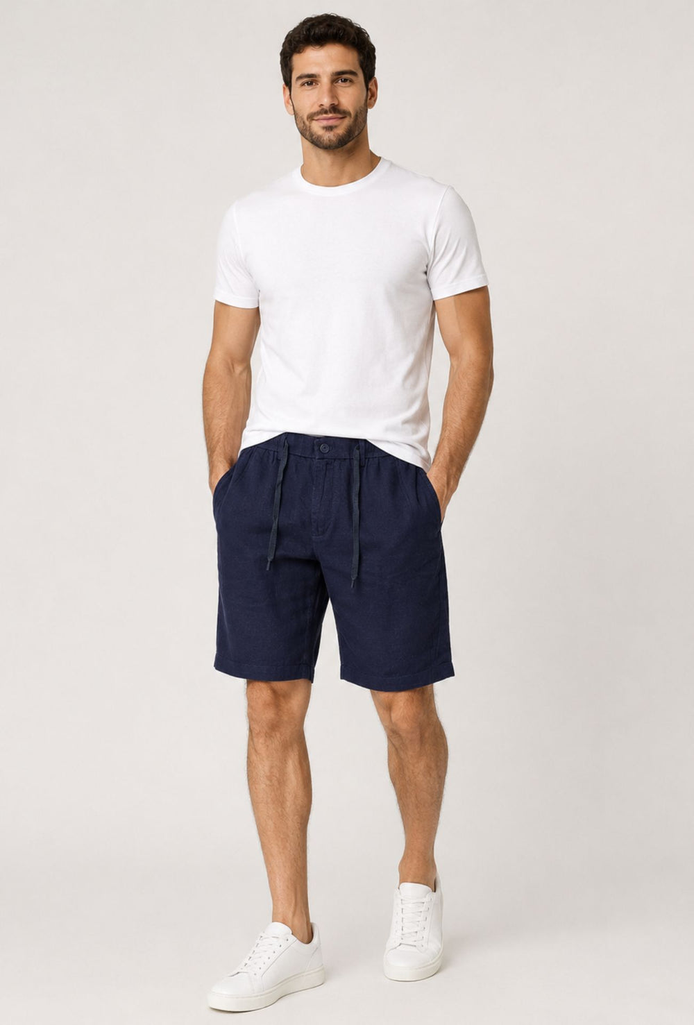 Bermuda Uomo lino e cotone DRESSERD- BLU NAVY