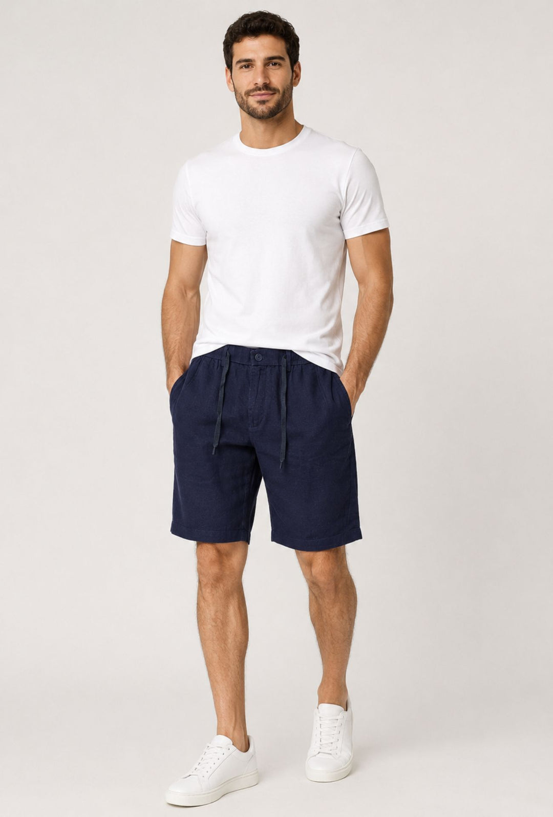 Bermuda Uomo lino e cotone DRESSERD- BLU NAVY
