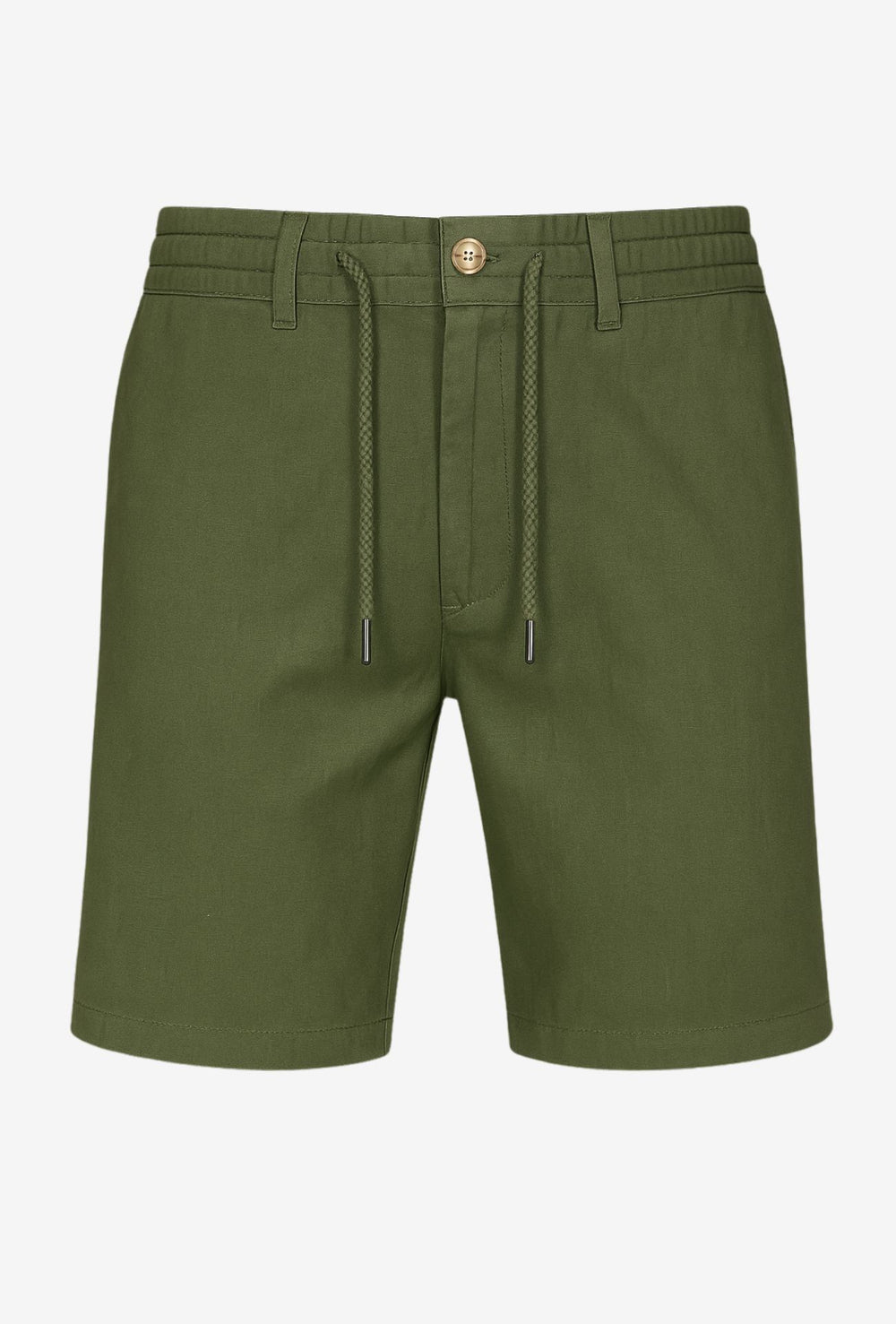Bermuda Uomo in Lino con Elastico Comfort Elegante - VERDE MILITARE